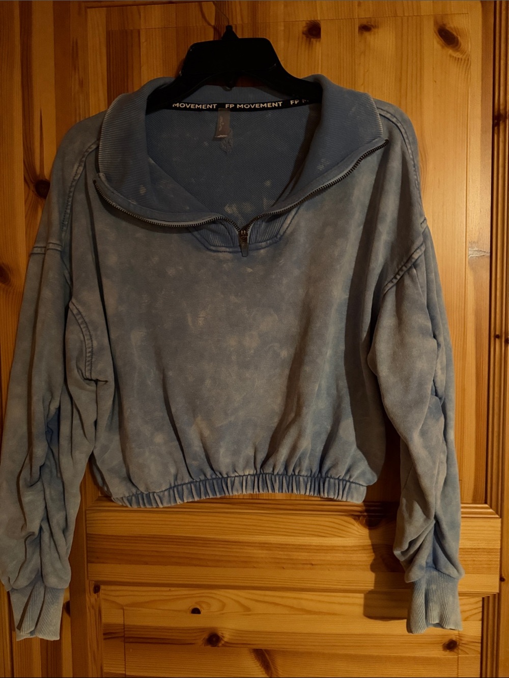 FP Movement by Free People Washed Light Blue Cropped Quarter-Zip Sweatshirt